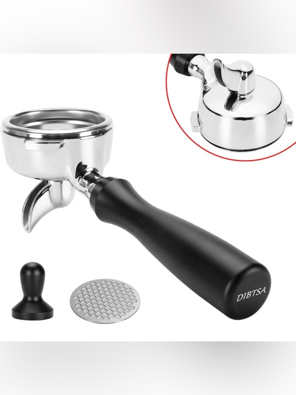 DIBTSA | 58mm Portafilter, Single Spout 2 Ears 304 Stainless Steel Filter Basket